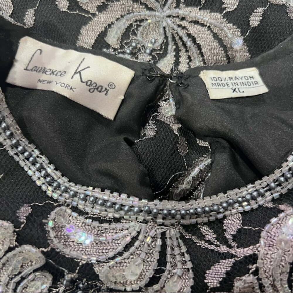Laurence Black & Gray Blouse W/ Decorative Beads & Sequins Size XL - Picture 9 of 9